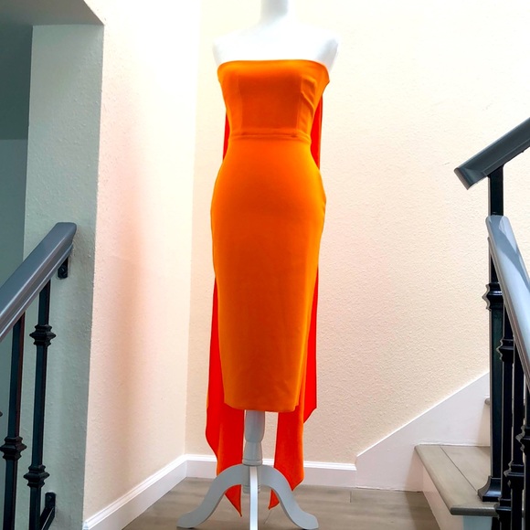 alex perry orange strapless dress Alex Perry Blaine Dress in Orange